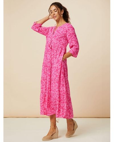 Aspiga Emma Tiered Midi Dress - Pink