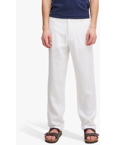 Casual Friday Pandrup Regular Fit Linen Trousers - White