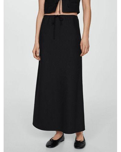 Mango Lago Linen Blend Maxi Skirt - Black