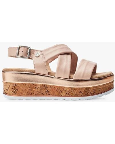 Moda In Pelle Romani Leather Cork Heel Sandals - Pink