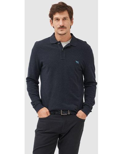 Rodd & Gunn Gunn Cotton Slim Fit Long Sleeve Polo Shirt - Blue