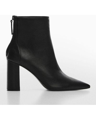 Mango Giana Pointed Rear Zip Ankle Boots - Black