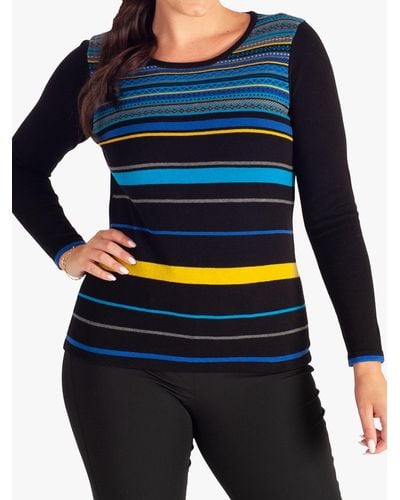Chesca Striped Jumper With Scarf - Black