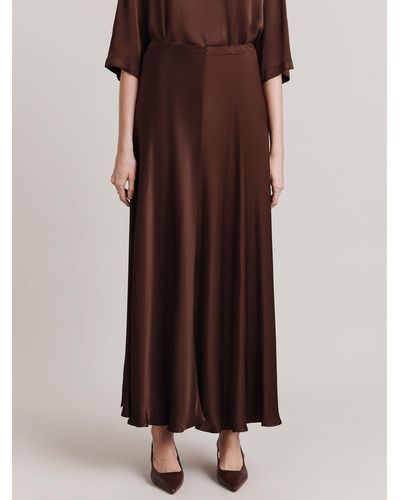 Ghost Colette Satin Maxi Skirt - Brown