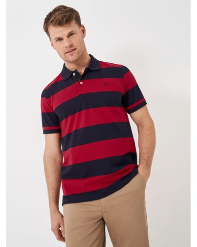 Crew Stripe Polo Shirt - Red