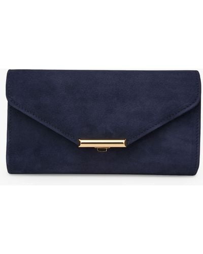 LK Bennett Lucy Envelope Suede Clutch Bag - Blue