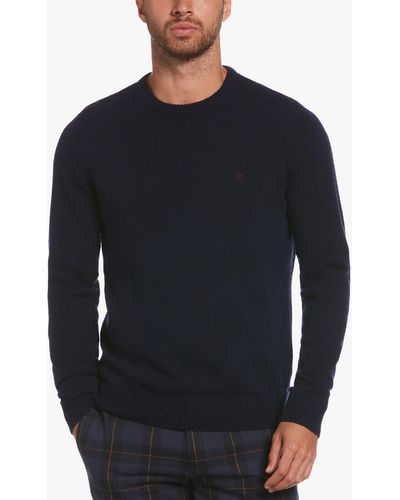 Original Penguin Wool Crew Neck Jumper - Blue