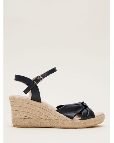 Phase Eight Leather Knot Front Espadrilles - Black
