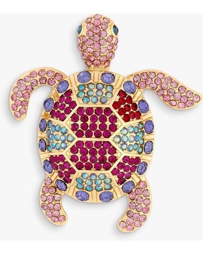 Jon Richard Gold Plated Crystal Turtle Brooch - White