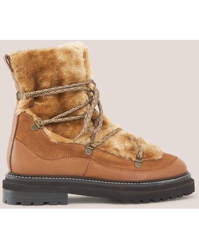 White Stuff Hailey Lace Up Hiker Boots - Natural