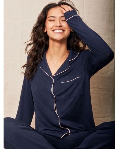 Chelsea Peers Modal Long Shirt Pyjama Set - Blue