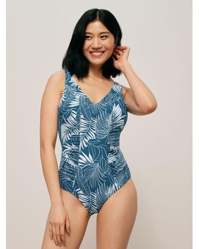 John Lewis Mirage Side Ruched Swimsuit - Blue