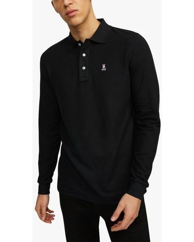 Psycho Bunny Classic Long Sleeve Pique Polo Shirt - Black
