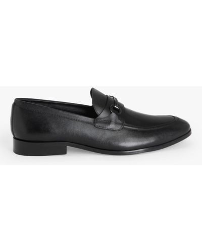 John Lewis Elsworth Trim Leather Loafers - Black