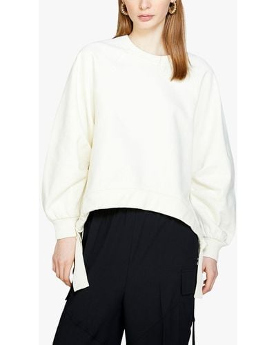 Sisley Oversized Drawstring Cotton Sweatshirt - White