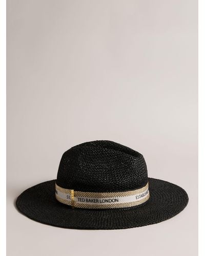 Ted Baker Clairie Straw Fedora Hat - Black
