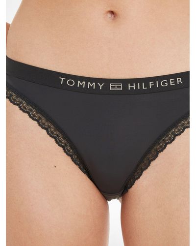 Tommy Hilfiger Tonal Logo Lace Knickers - Black