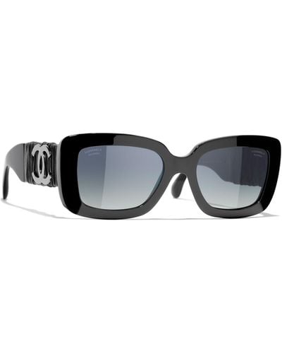 Chanel Rectangular Sunglasses Ch5473q Black/blue Gradient - Grey