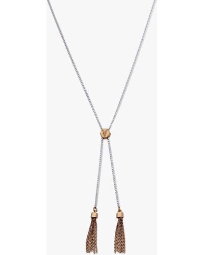 AllSaints Fringe Tassel Long Chain Necklace - White