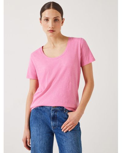 Hush Hari Scoop Neck Cotton Slub T-shirt - Pink