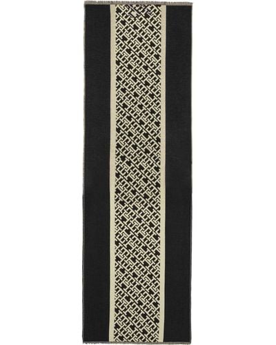 Tommy Hilfiger Essential Monogram Wool Scarf - Black