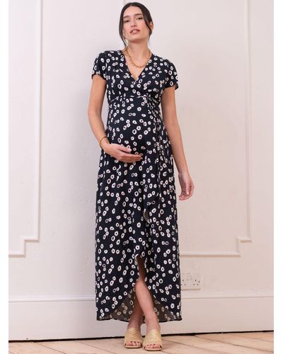 Seraphine Daisy Print Wrap Maternity Dress - Multicolour