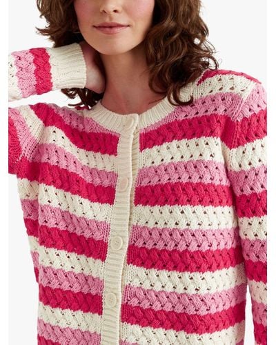 Chinti & Parker Crochet Stripe Cardigan - Pink