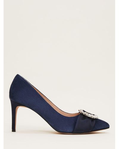 Phase Eight Jewel Ribbon Suede Court Shoes - Blue