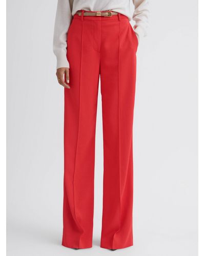 Reiss Cara Wide Leg Trousers - Red