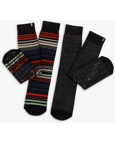 Totes Toasties Original Stripe Slipper Socks - Black