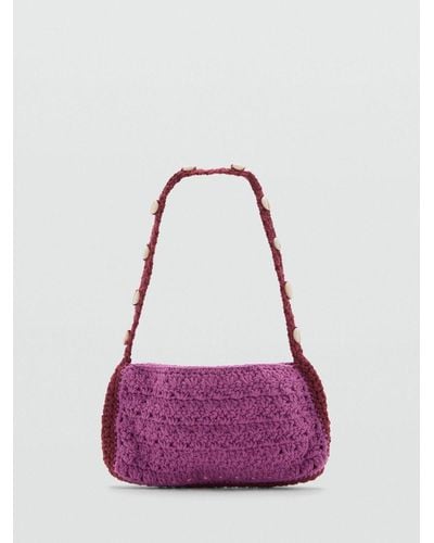 Mango Vali Crochet Seashell Handbag - Purple