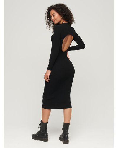 Superdry Backless Bodycon Midi Dress - Natural