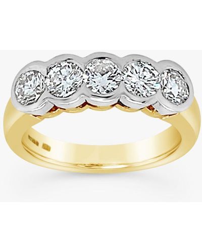 Milton & Humble Jewellery 18ct Yellow Gold & Platinum Second Hand 5 Stone Diamond Ring - Metallic