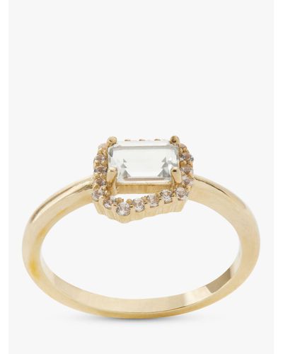 John Lewis Bright Young Gemstm Limited Edition 9ct Yellow Gold Green Amethyst & White Topaz Cocktail Ring - Metallic