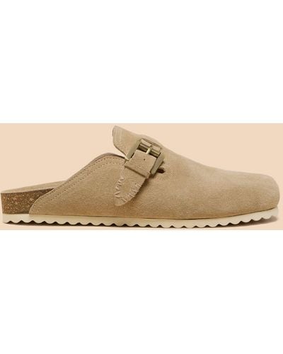 White Stuff Suede Slip On Mules - Natural