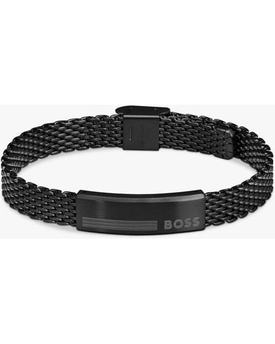 BOSS Alen Mesh Logo Plate Bracelet - Black