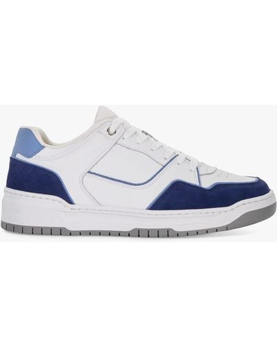 Dune Tainted Leather And Suede Trainers - Blue