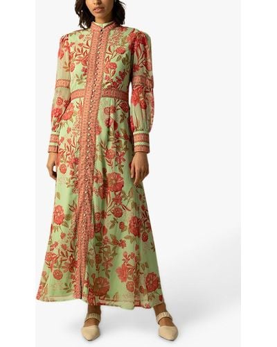 Raishma Aspen Floral Bishop Sleeve Maxi Dress - Green