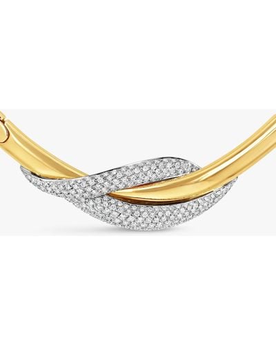 Milton & Humble Jewellery Second Hand Wempe 18ct Gold Pave Diamond Collarette Necklace - Metallic