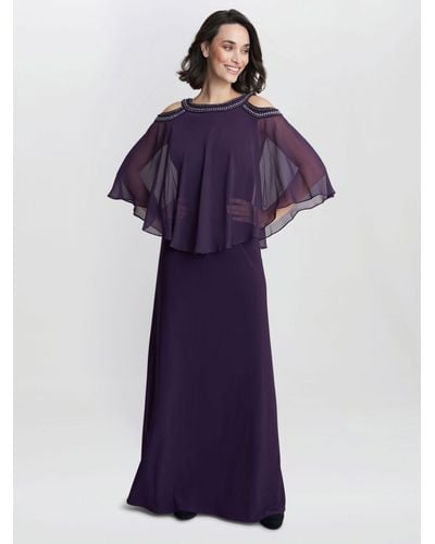 Gina Bacconi Audrey Cold Shoulder Popover Dress - Purple