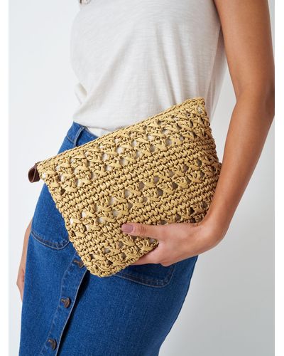 Crew Woven Straw Clutch Bag - Natural