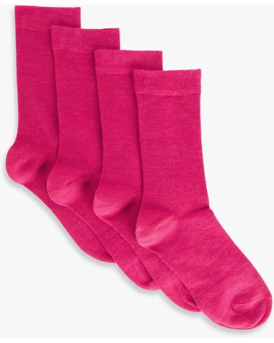 John Lewis Merino Wool Mix Ankle Socks - Pink