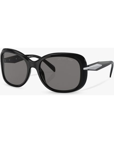 Prada Pr 04zs Polarised Rectangular Sunglasses - Grey