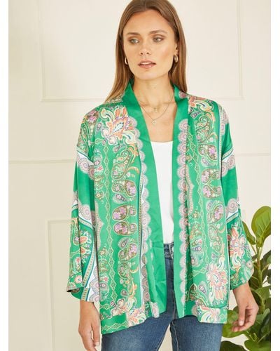 Yumi' Mela London Paisley Print Kimono - Green