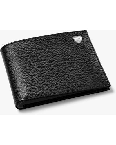 Aspinal of London 8 Card Billfold Saffiano Leather Wallet - Black