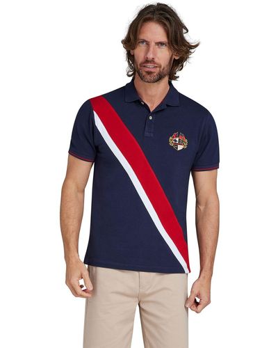 Raging Bull Stripe Pique Polo Shirt - Blue