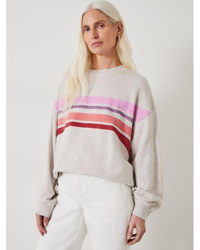 Hush Eden Stripe Oversized Cotton Sweatshirt - Pink