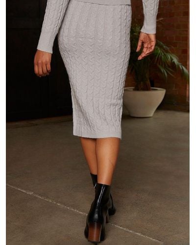 Chi Chi London Cable Knit Tube Skirt - Brown