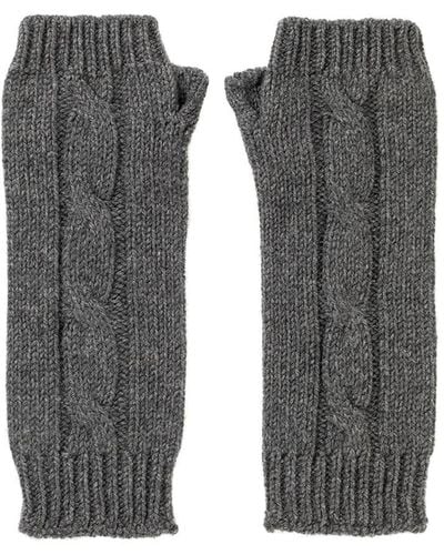 Johnstons of Elgin Cable Cashmere Wrist Warmers - Black