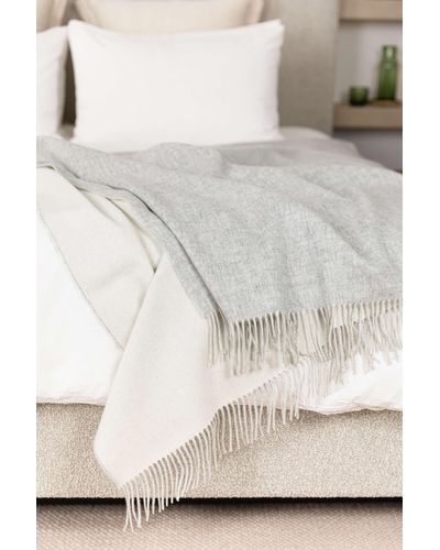Johnstons of Elgin Plain Reversible Cashmere Bed Throw - Grey